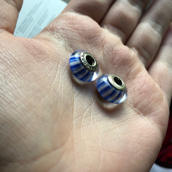 2 Murano Pandora Striped Charms - Picture 3 of 3